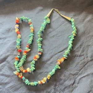 Turquoise and Multicolor Beaded Necklace with Lappis and Coral